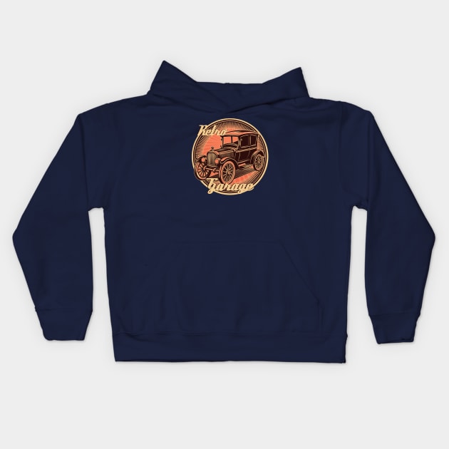 Retro Car Kids Hoodie by CatCoconut-Art